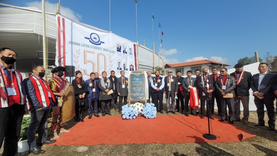 Y Patton and others at the golden jubilee celebration of KLSU on January 29 in Kohima. (Morung Photo)